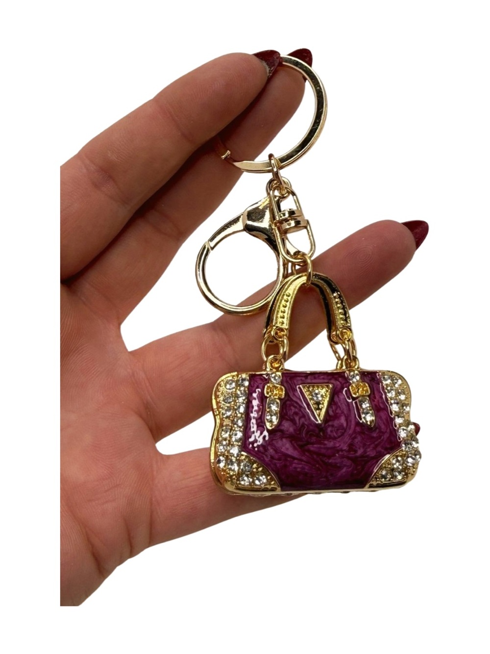 BUY NOW PICK ONE Rhinestone Purse Keychain Bag Charm Glam Patent Handbag Charm - Picture 5 of 7